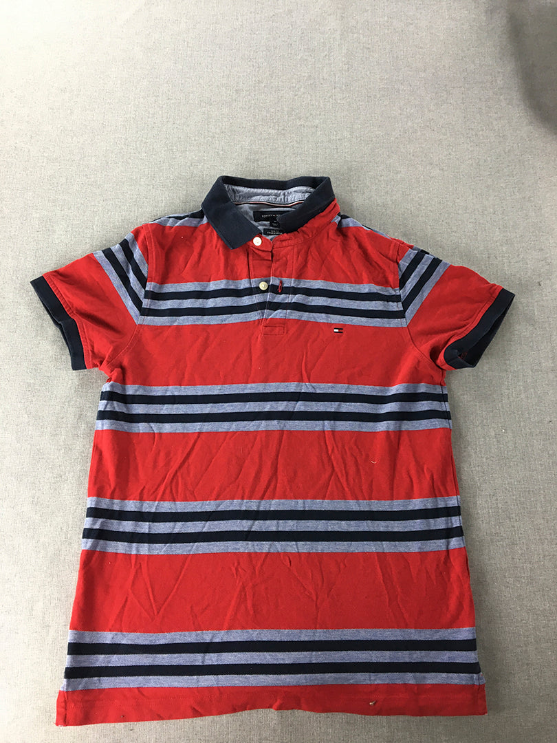 Tommy Hilfiger Mens Polo Shirt Size M Red Slim Fit Logo Collared Rugby