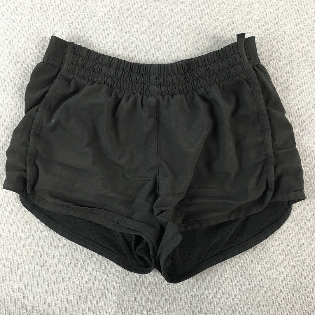 Adidas Kids Girls Shorts Size 9 - 10 Years Black Elastic Waist Climalite