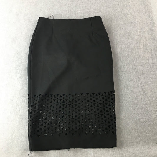 Luvalot Womens Midi Skirt Size 6 Black Straight Pencil