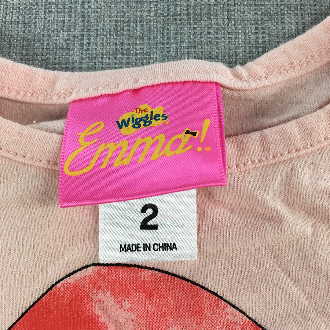 The Wiggles Emma Kids Girls T-Shirt Size 2 Baby Toddler Pink Christmas Top