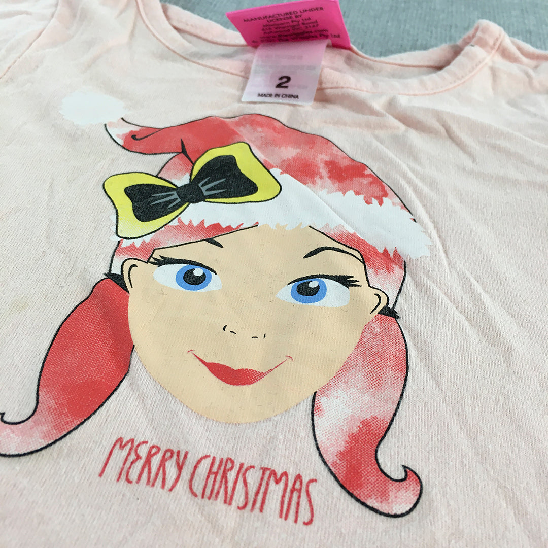 The Wiggles Emma Kids Girls T-Shirt Size 2 Baby Toddler Pink Christmas Top