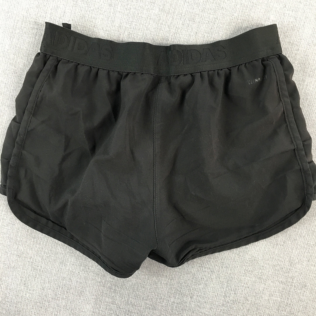 Adidas Kids Girls Shorts Size 9 - 10 Years Black Elastic Waist Climalite