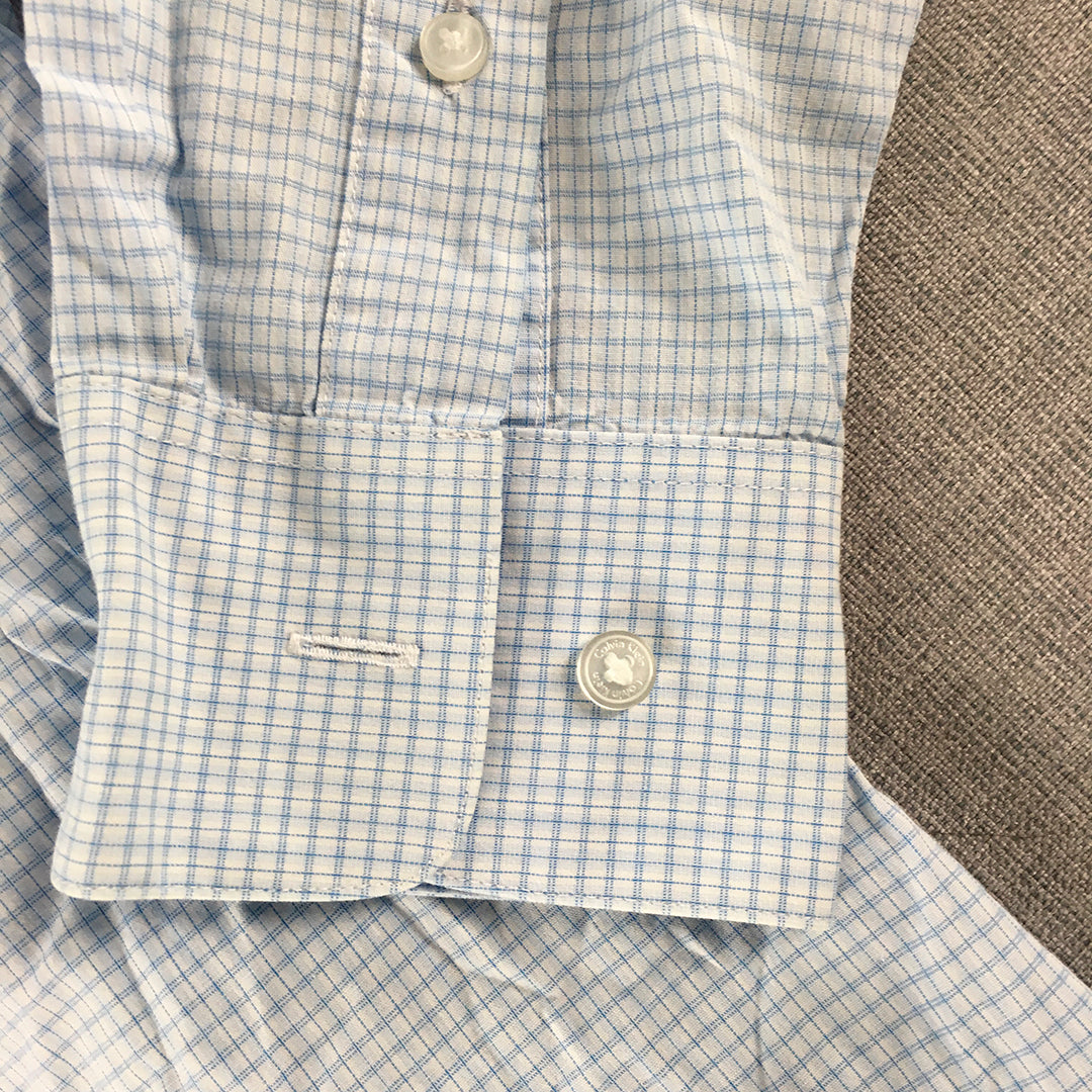 Calvin Klein Mens Shirt Size S 40 Slim Fit Blue Checkered Button-Up Long Sleeve