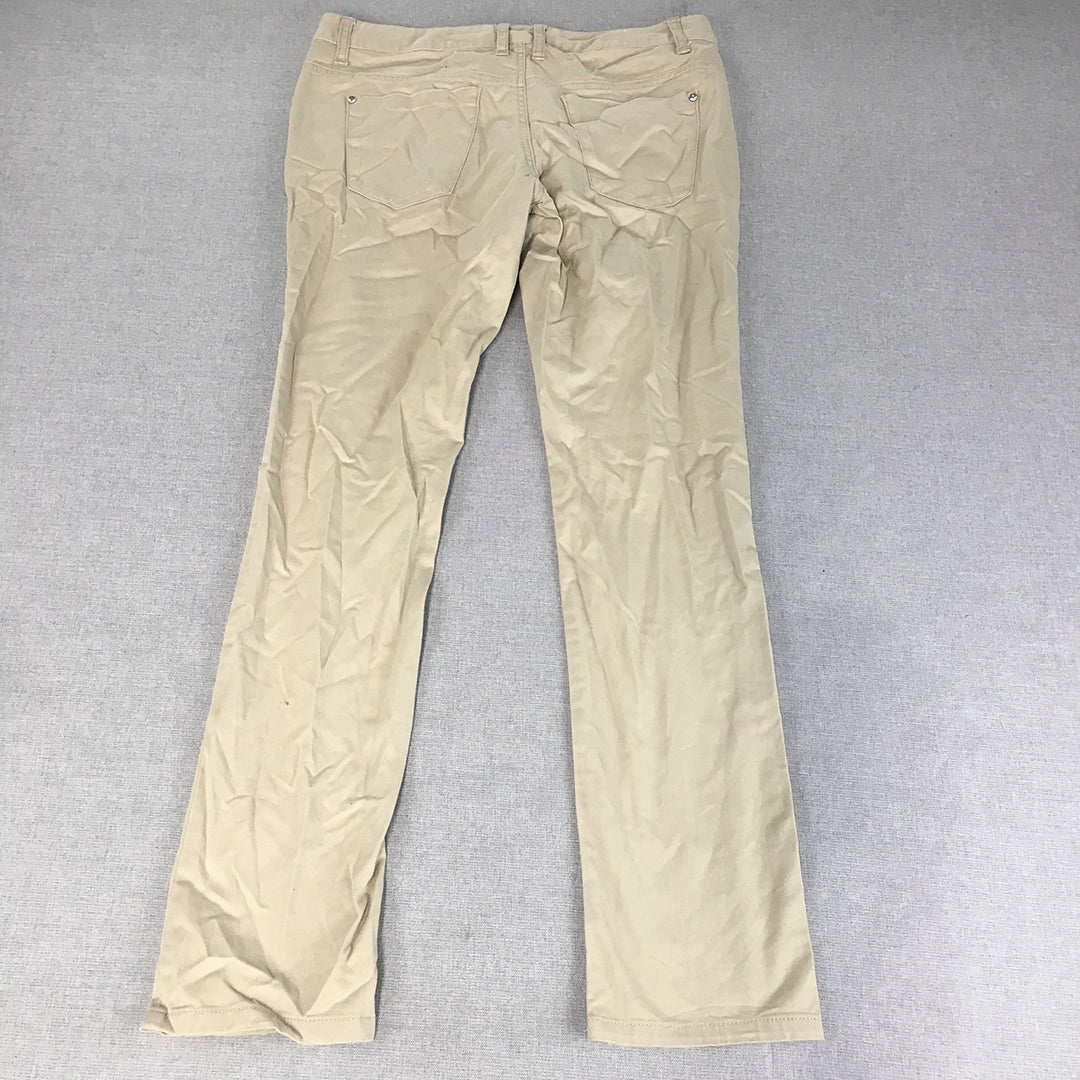 Giordano Mens Chino Pants Size 28 Cream Beige Slim Tapered Low Rise