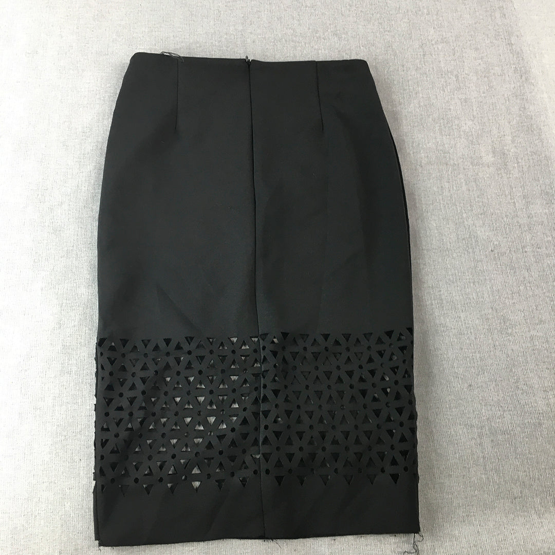 Luvalot Womens Midi Skirt Size 6 Black Straight Pencil