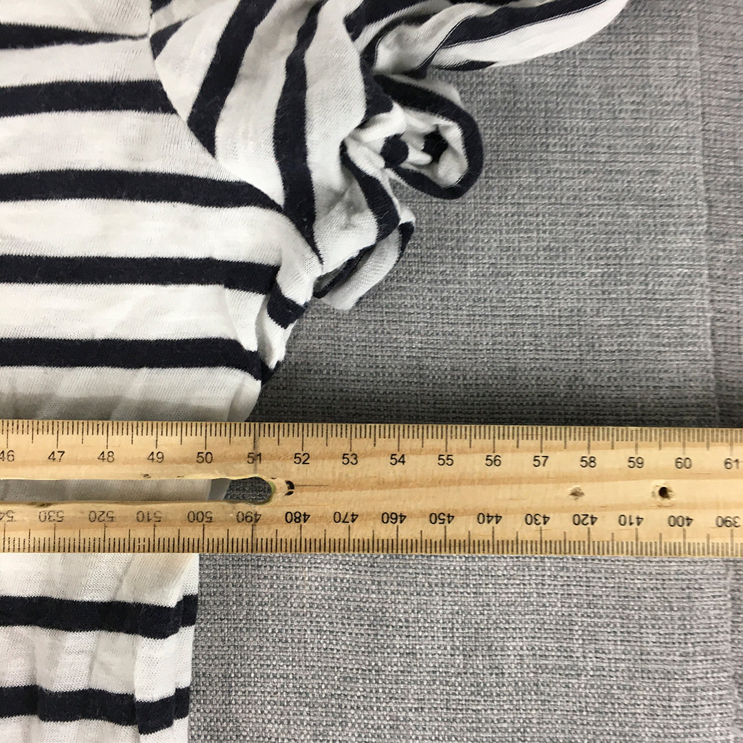 H&M Womens Top Size M White Black Striped Knit Short Sleeve T-Shirt