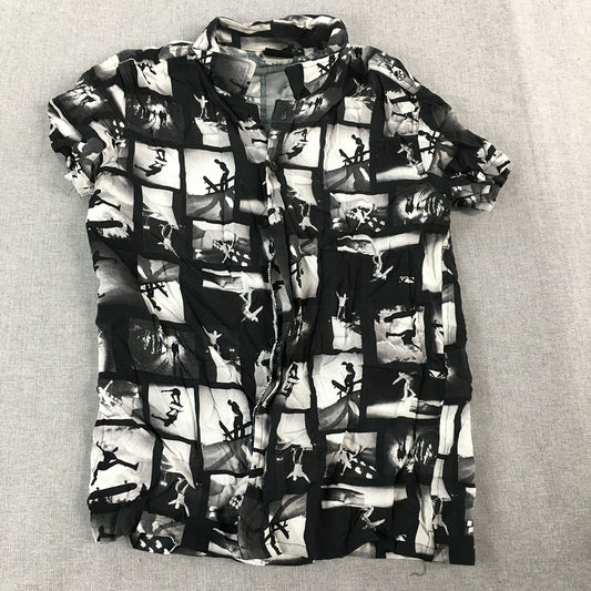 Bad Boy Kids Boys Shirt Youth Size XL (16) Black White Skate Button-Up