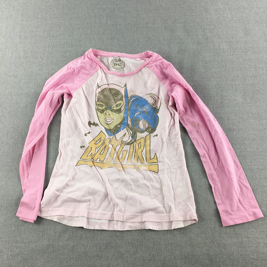 Batgirl Kids Girls Shirt Size 10 Pink White DC Comics Superhero Long Sleeve