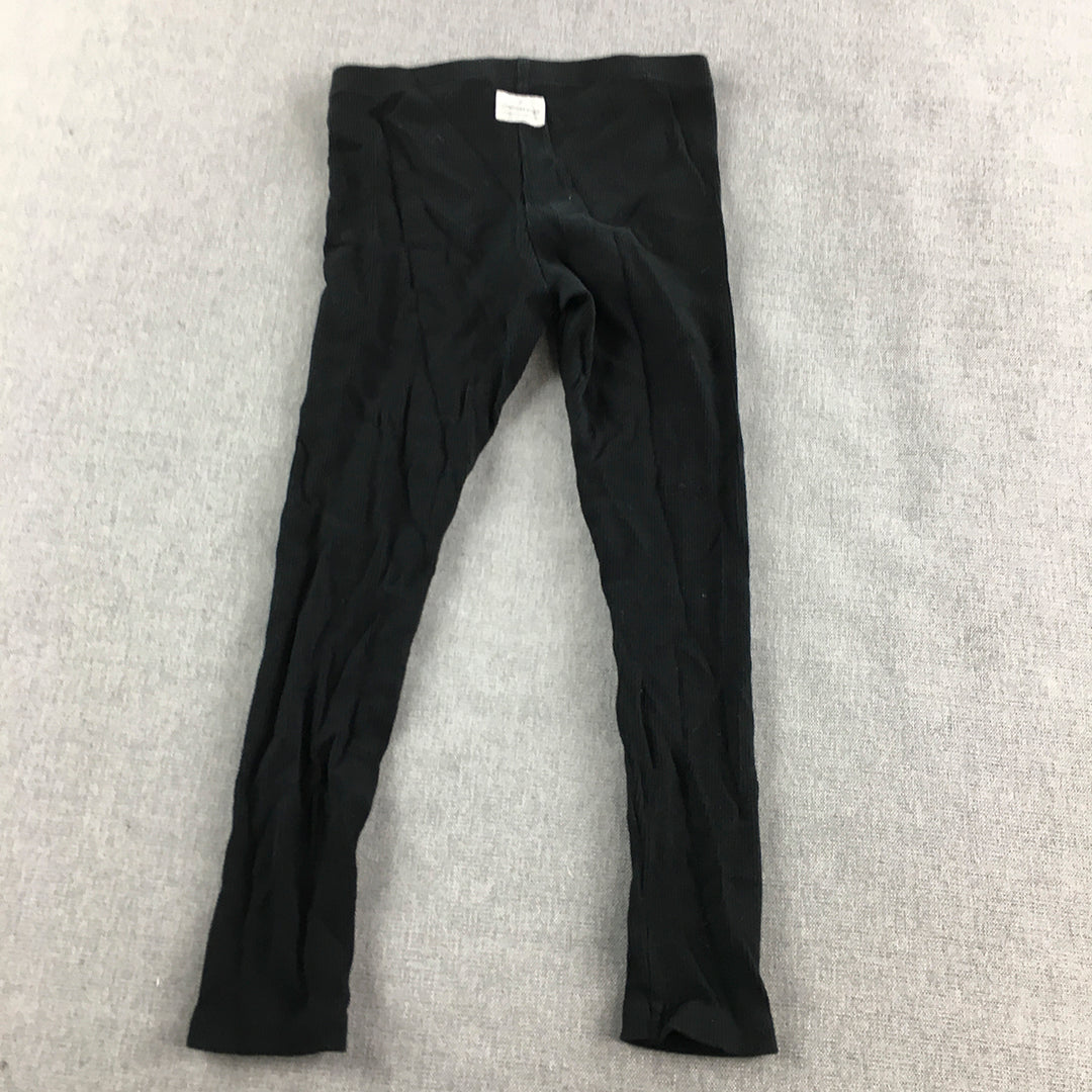 Country Road Kids Girls Leggings Size 4 Black Knit Stretch Fabric Pants