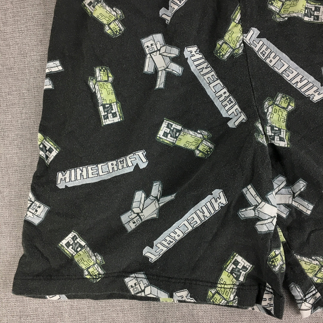 Minecraft Kids Boys Shorts Size 12 Years Balck Elastic Waist Black