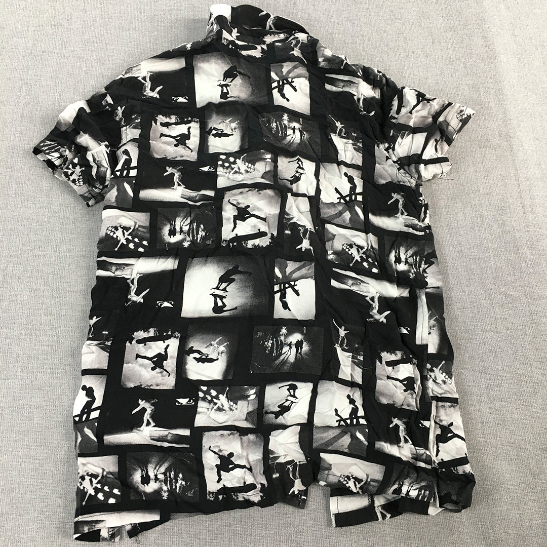 Bad Boy Kids Boys Shirt Youth Size XL (16) Black White Skate Button-Up