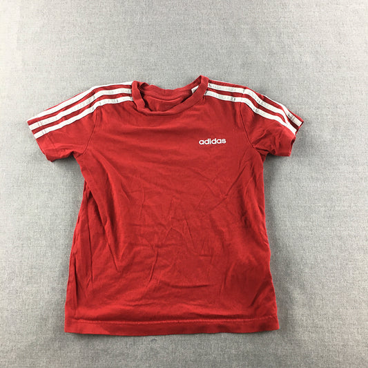 Adidas Kids Boys T-Shirt Size S Red Short Sleeve Crew Neck Logo Top