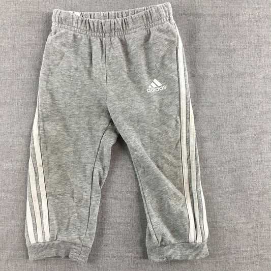 Adidas Baby Tracksuit Pants Size 12 Months (1) Grey Logo Jogger