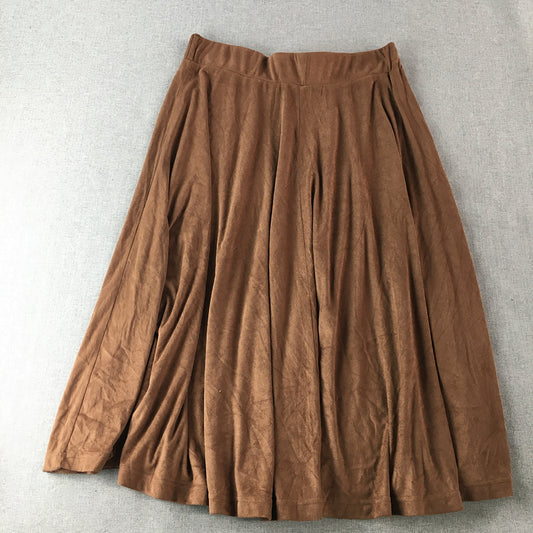 Luca & Marc Womens A-Line Skirt Size L Brown Pleated Elastic Waist