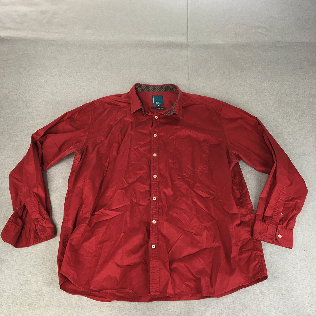 aLL A Little Larger Womens Shirt Plus Size 4 (3XL) Red Long Sleeve Button-Up