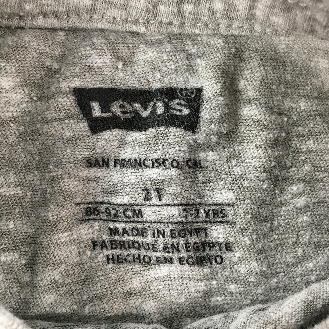 Levi's Kids Boys T-Shirt Size 2 Toddler Grey Logo Short Sleeve Crew Neck Top