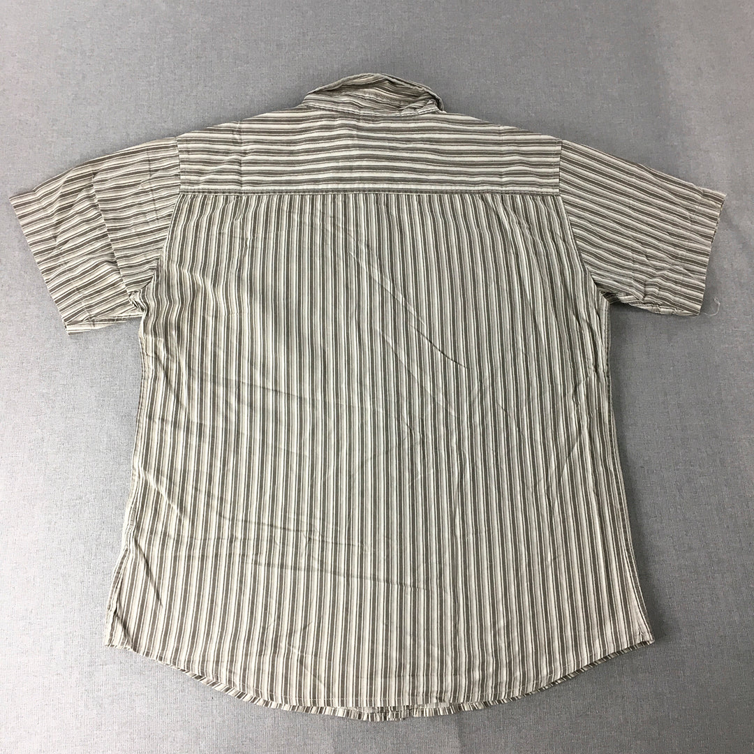 Numb Jeans Mens Shirt Size L Brown Striped Short Sleeve Button-Up Pockets