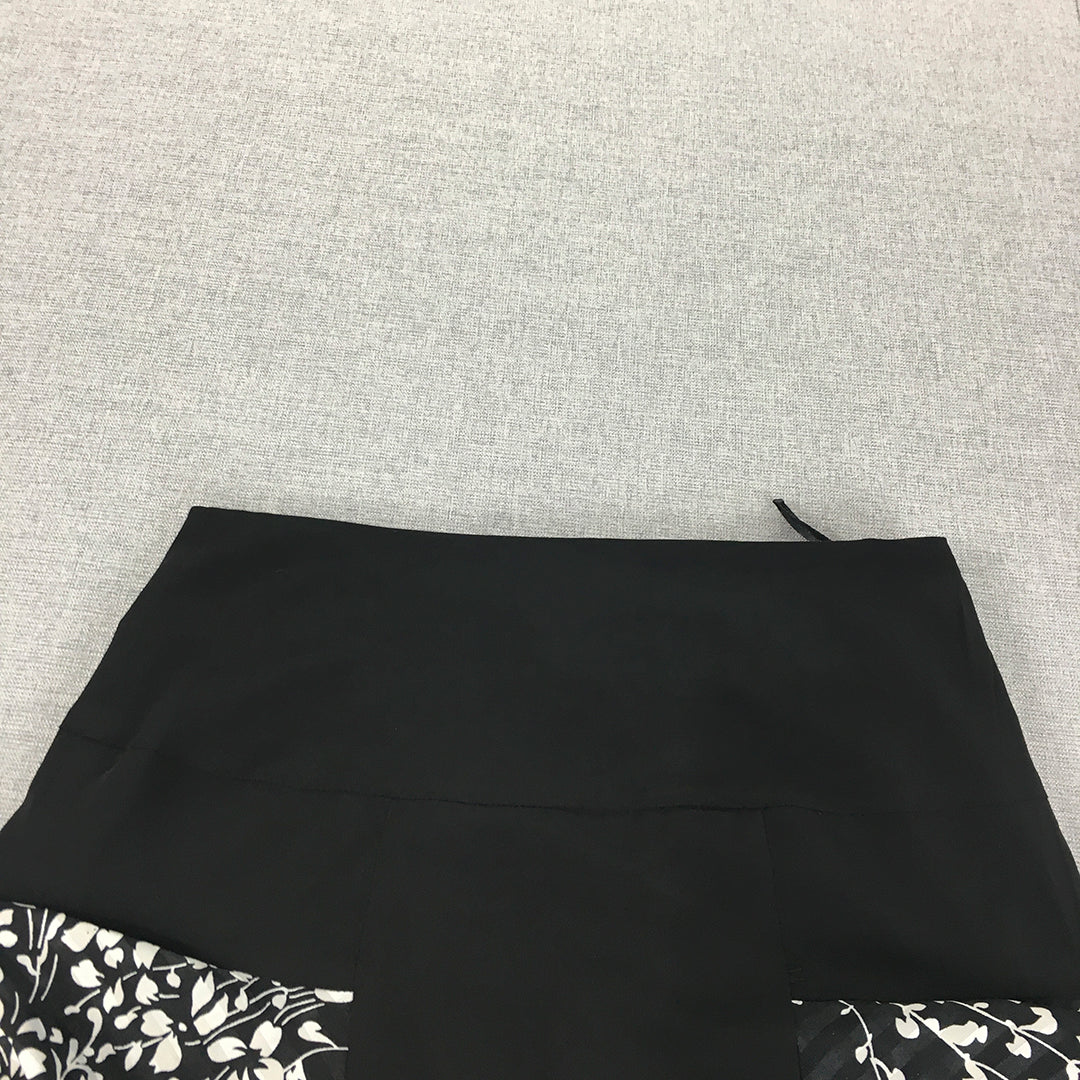 Olisi Womens Skirt Size XS Black FLoral A-Line Midi