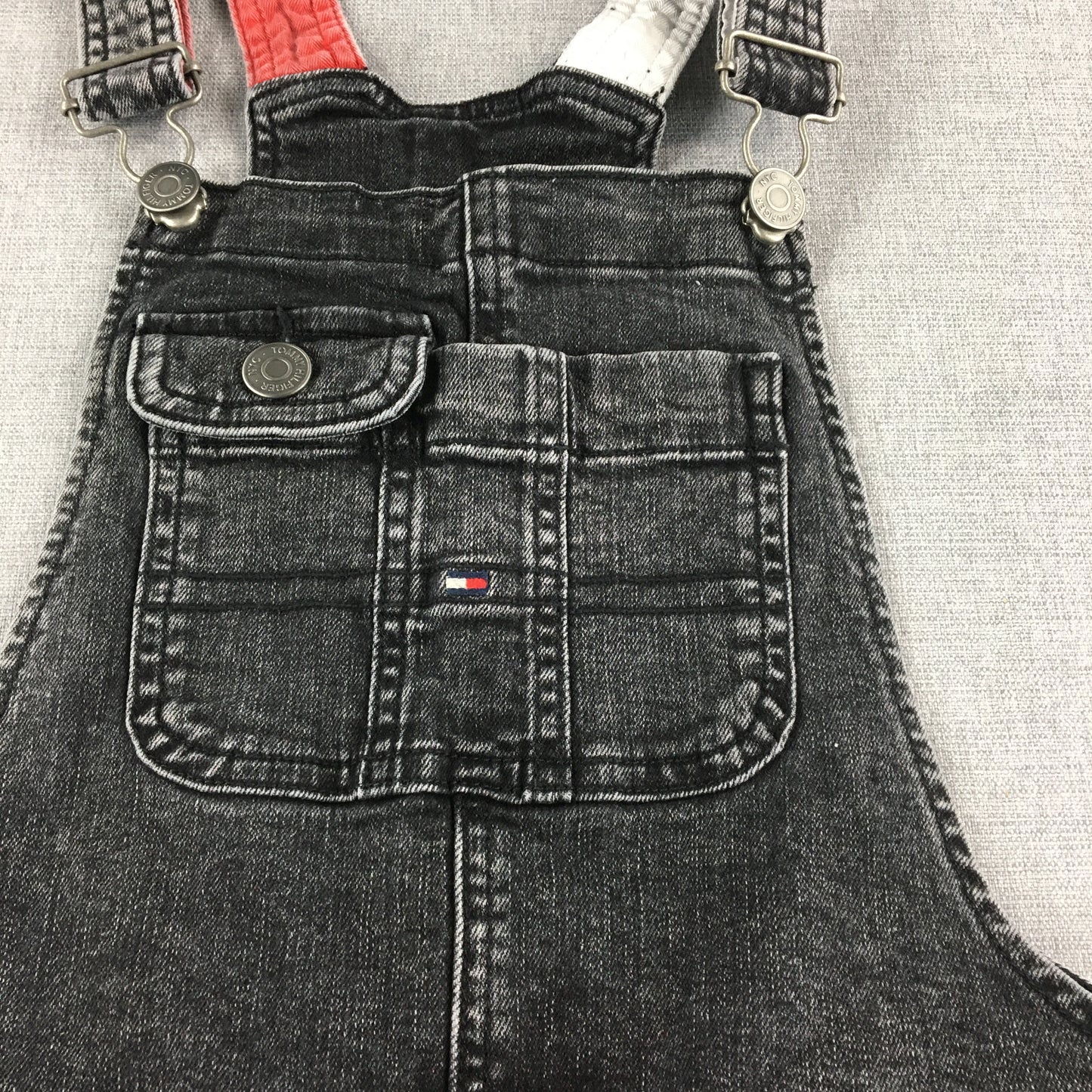 Tommy Hilfiger Kids Boys Overalls Youth Size S Black Sleeveless Logo Denim