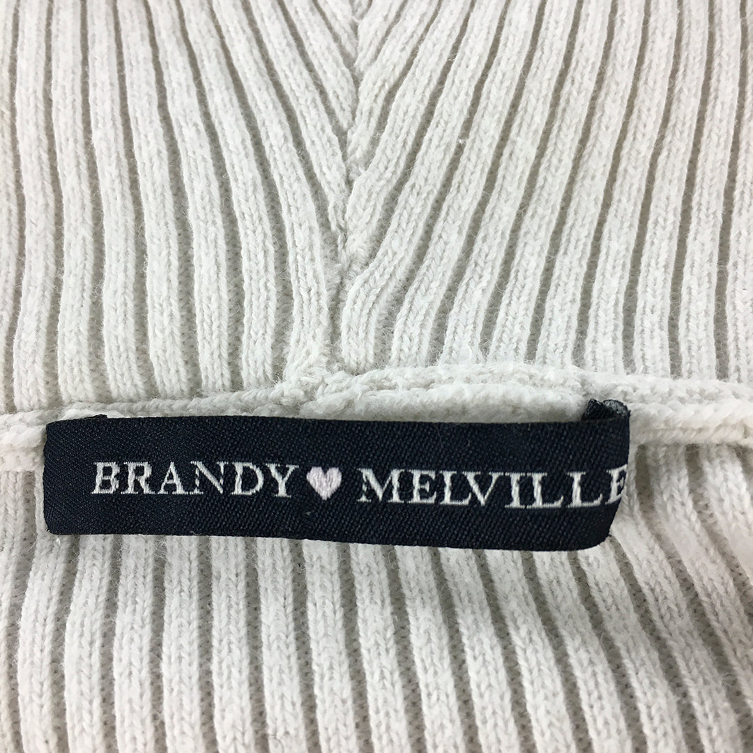 Brandy Melville Womens Hoodie Jacket One-Size Knit Cropped Stretch Zip-Up