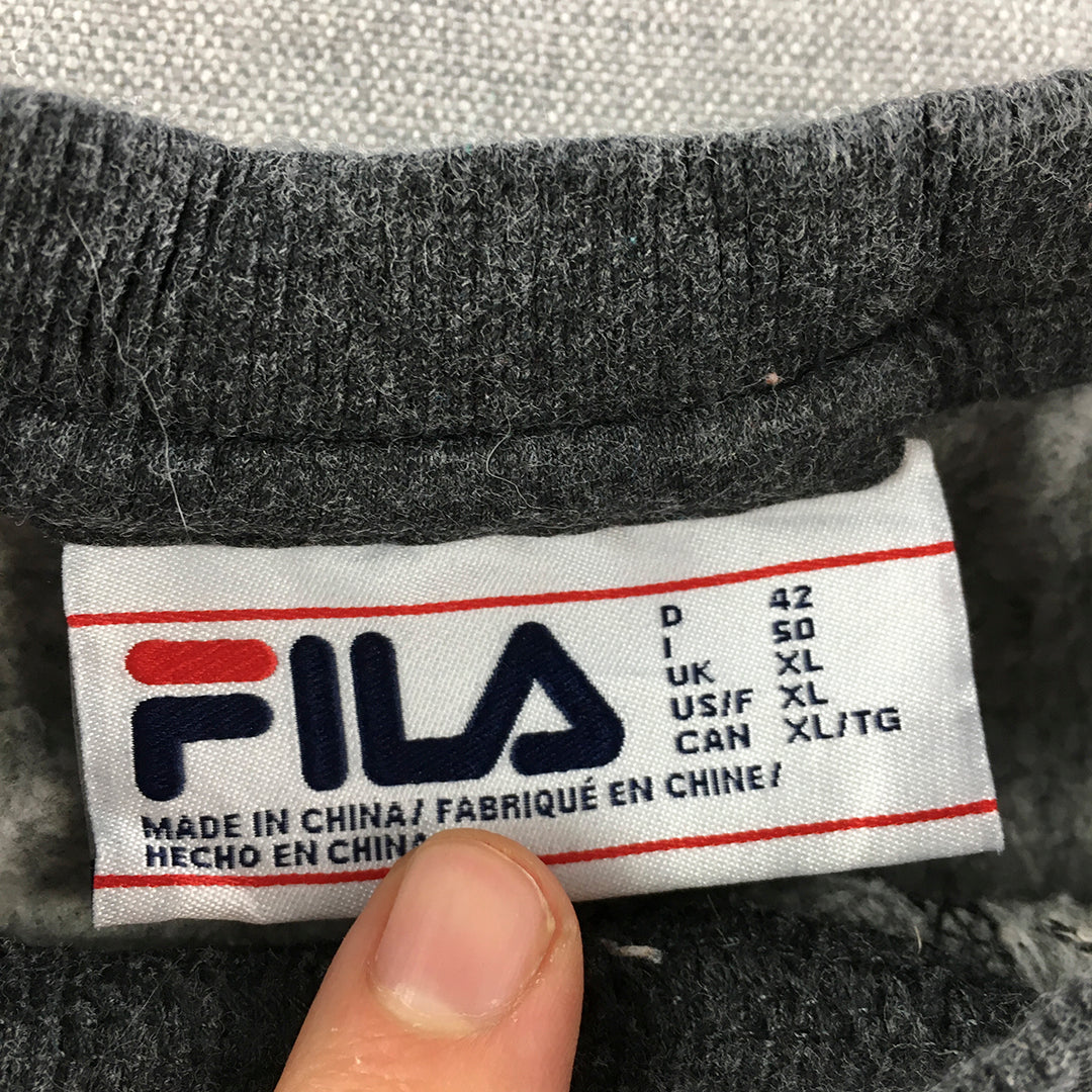 FILA Womens Sweater Size XL Grey Crew Neck Embroidered Logo Jumper