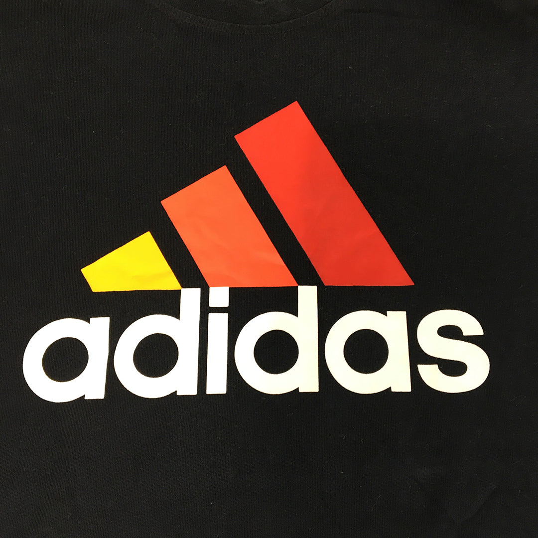 Adidas Mens T-Shirt Size S Black Orange Logo Short Sleeve Crew Neck