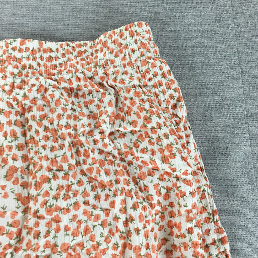 French Connection Womens A-Line Skirt Size 8 White Floral Pleated Elastic Waist