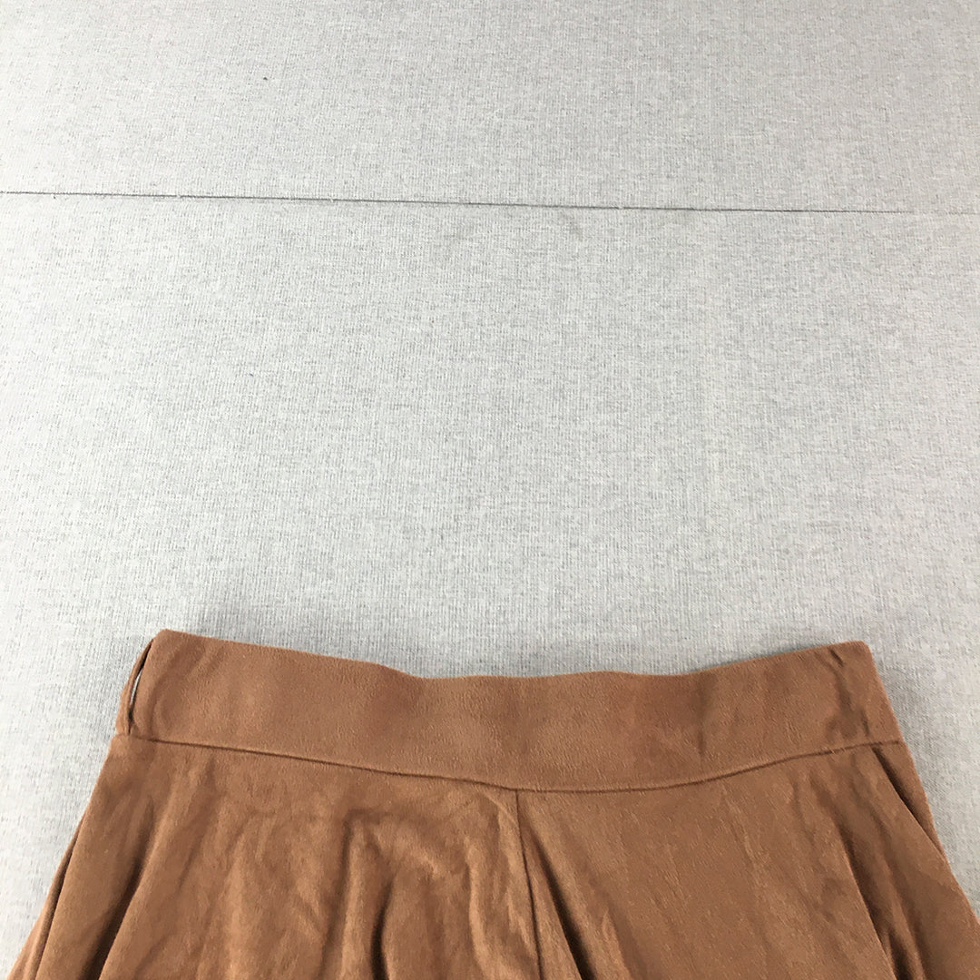 Luca & Marc Womens A-Line Skirt Size L Brown Pleated Elastic Waist