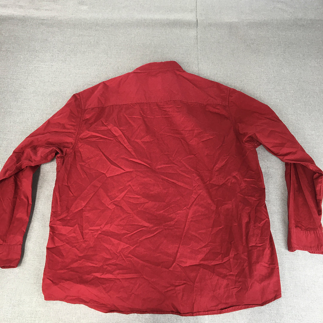 aLL A Little Larger Womens Shirt Plus Size 4 (3XL) Red Long Sleeve Button-Up