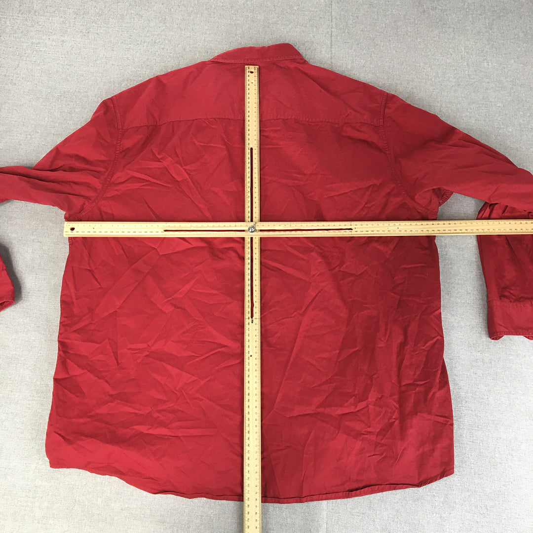 aLL A Little Larger Womens Shirt Plus Size 4 (3XL) Red Long Sleeve Button-Up