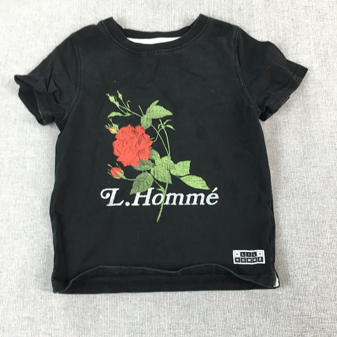 Lil Homme Kids Boys T-Shirt Size 1 - 2 Years Black Baby Toddler Short Sleeve Top