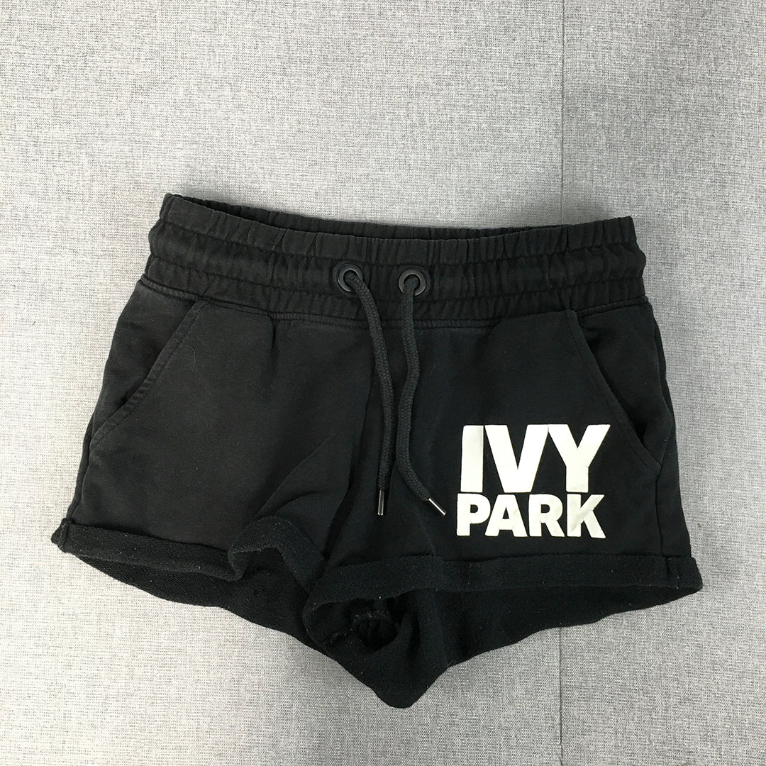 Ivy Park Womens Shorts Size S Black Logo Drawstring Elastic Waist