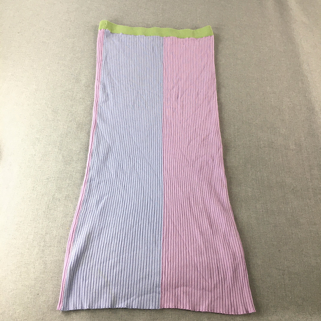 Alice In The Eve Womens Maxi Skirt Size L Pink Blue Knit Stretch