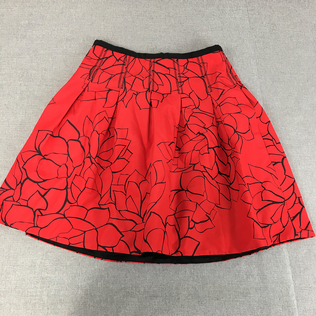 Gap Womens Mini Skirt Size 000 (Size 4 AUS) Red Floral Elastic Waist