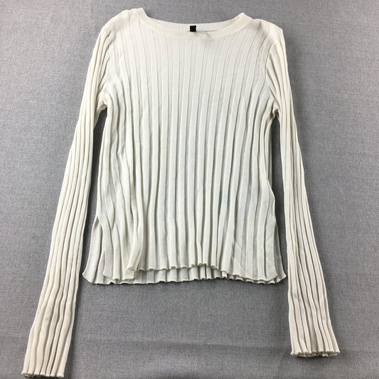 H&M Womens Cable Knit Sweater Size L White Pullover Jumper