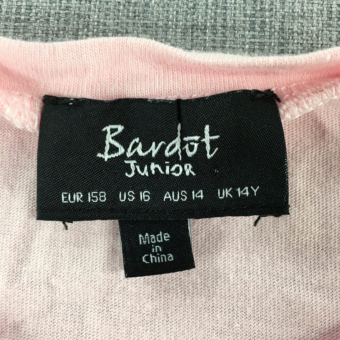 Bardot Junior Kids Girls T-Shirt Size 14 Pink Short Sleeve Crew Neck Top