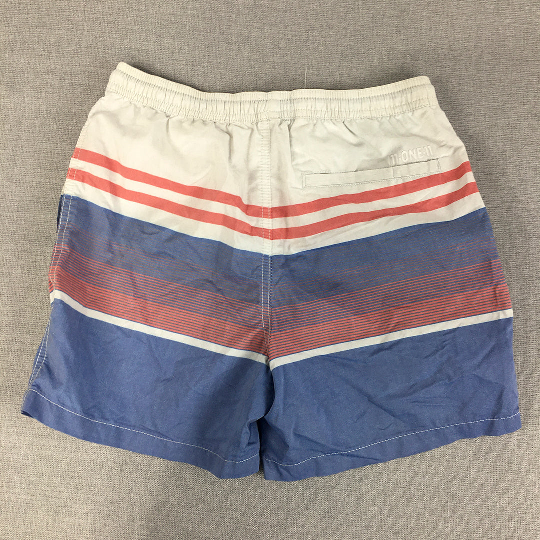 M-One-11 Kids Boys Shorts Size 12 White Blue Striped Pockets