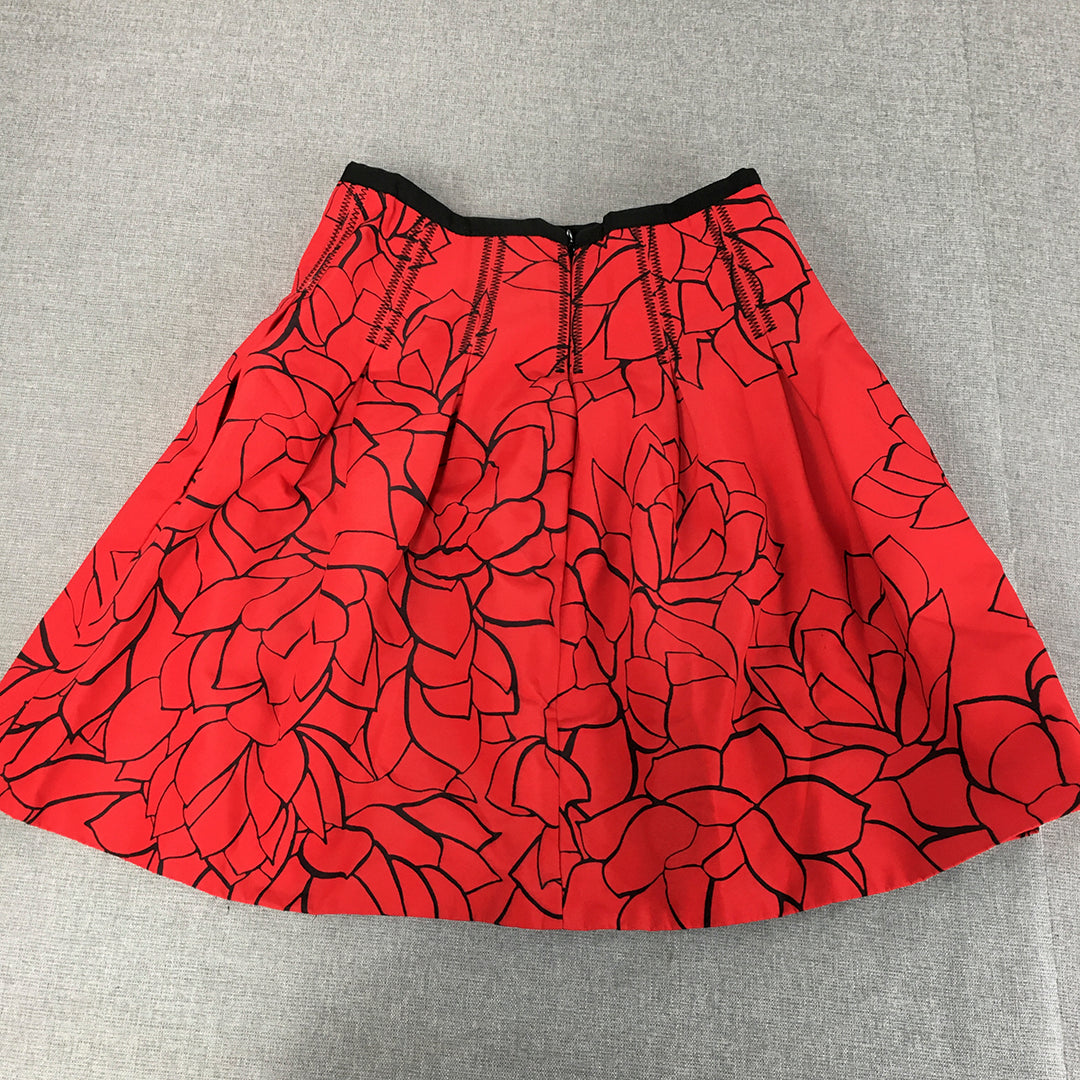 Gap Womens Mini Skirt Size 000 (Size 4 AUS) Red Floral Elastic Waist