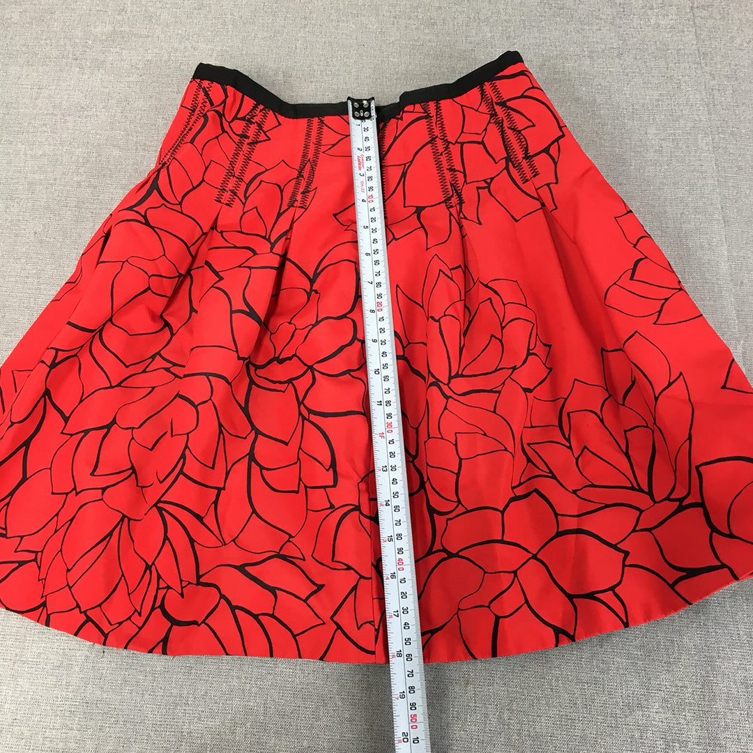 Gap Womens Mini Skirt Size 000 (Size 4 AUS) Red Floral Elastic Waist