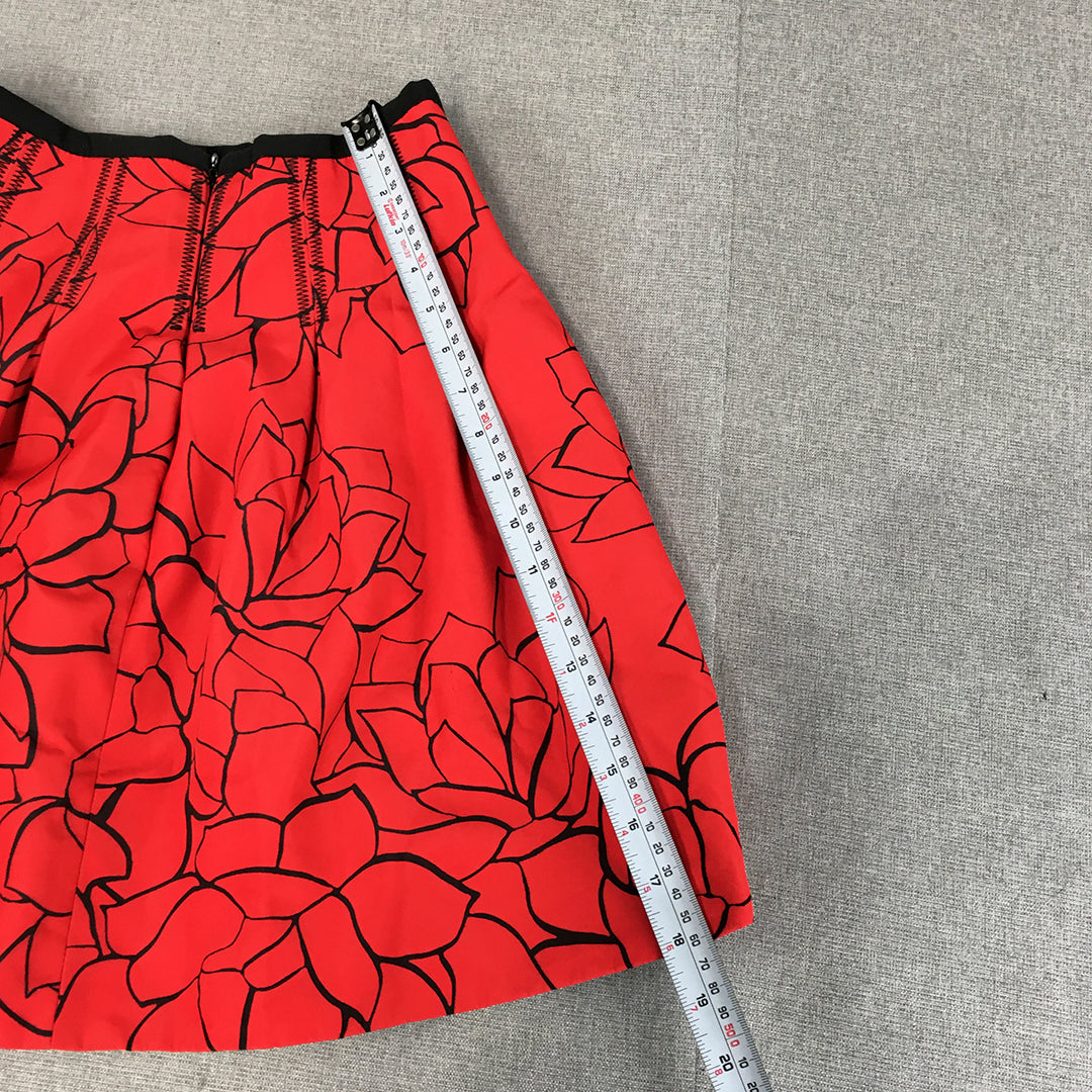 Gap Womens Mini Skirt Size 000 (Size 4 AUS) Red Floral Elastic Waist