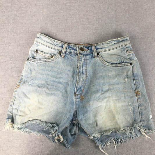 Skubi Womens Denim Shorts Size 29 Blue Light Wash Distressed Raw Hem