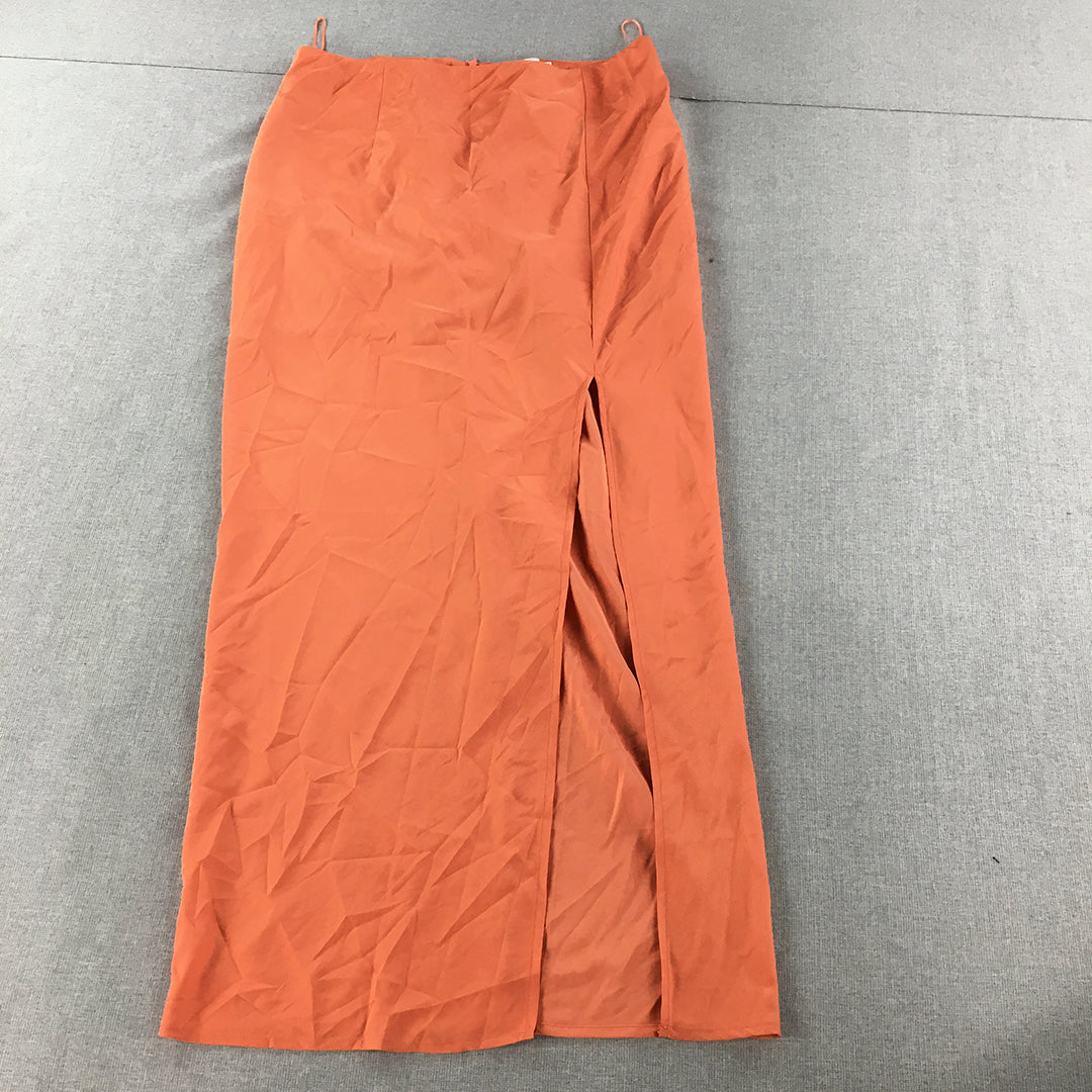 Princess Polly Womens Maxi Skirt Size 14 Orange Long Length