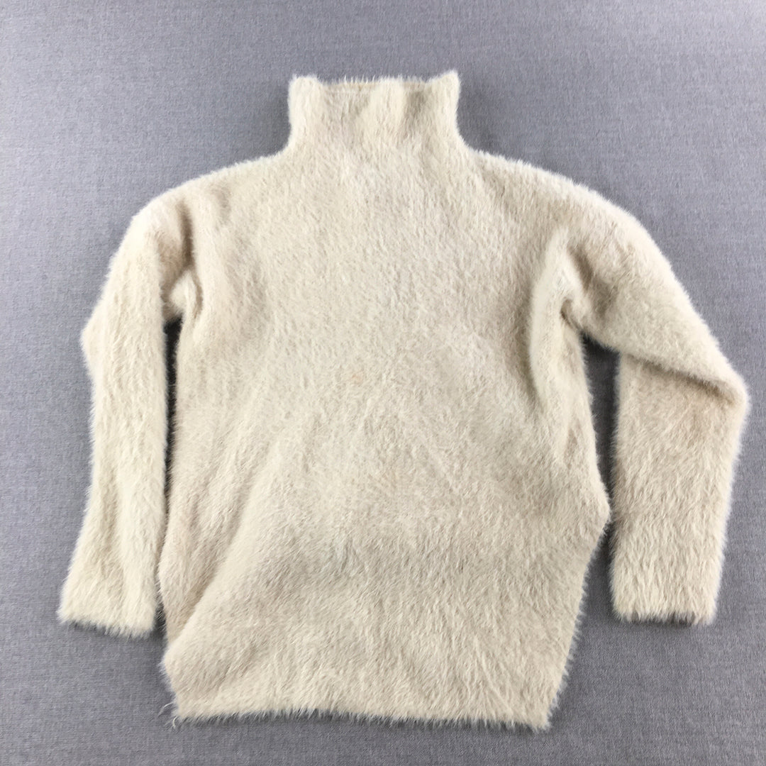 Best Exclusive Knit Womens Sweater Size L Soft Fur Mock Neck Pullover Jumper