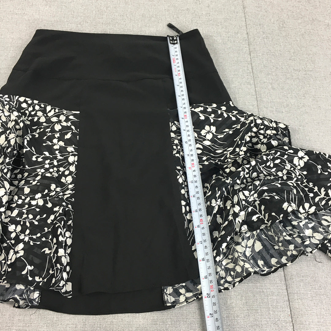 Olisi Womens Skirt Size XS Black FLoral A-Line Midi