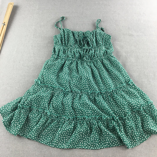 Blossom Womens Mini Dress Size 10 Green Dot Pattern Sleeveless