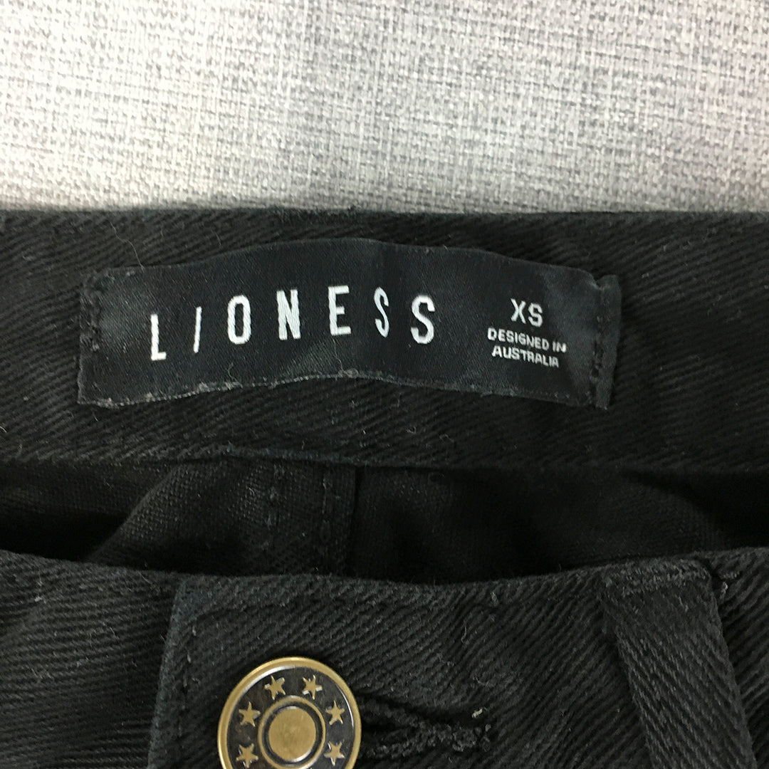 Lioness Womens Tie-Dye Jeans Size XS Black Striped Denim Straight Leg