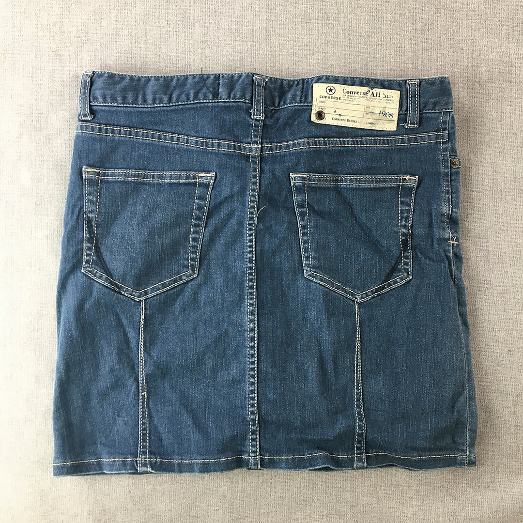 Vintage Converse Womens Denim Mini Skirt Size 27 Blue Straight Pockets