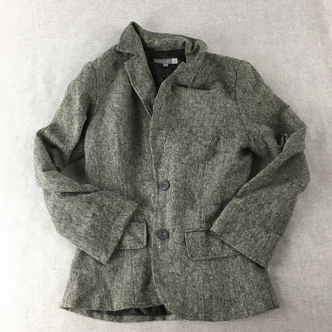 Forcast Womens Wool Blazer Jacket Size 6 Grey Button Up Collared Coat