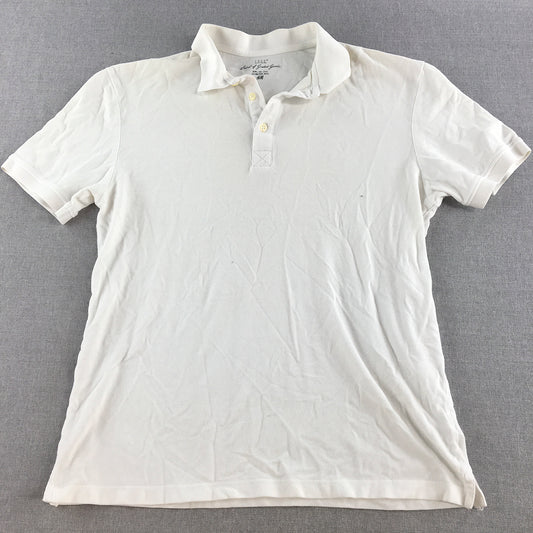 H&M Mens Polo Shirt Size L White Collared Short Sleeve Rugby