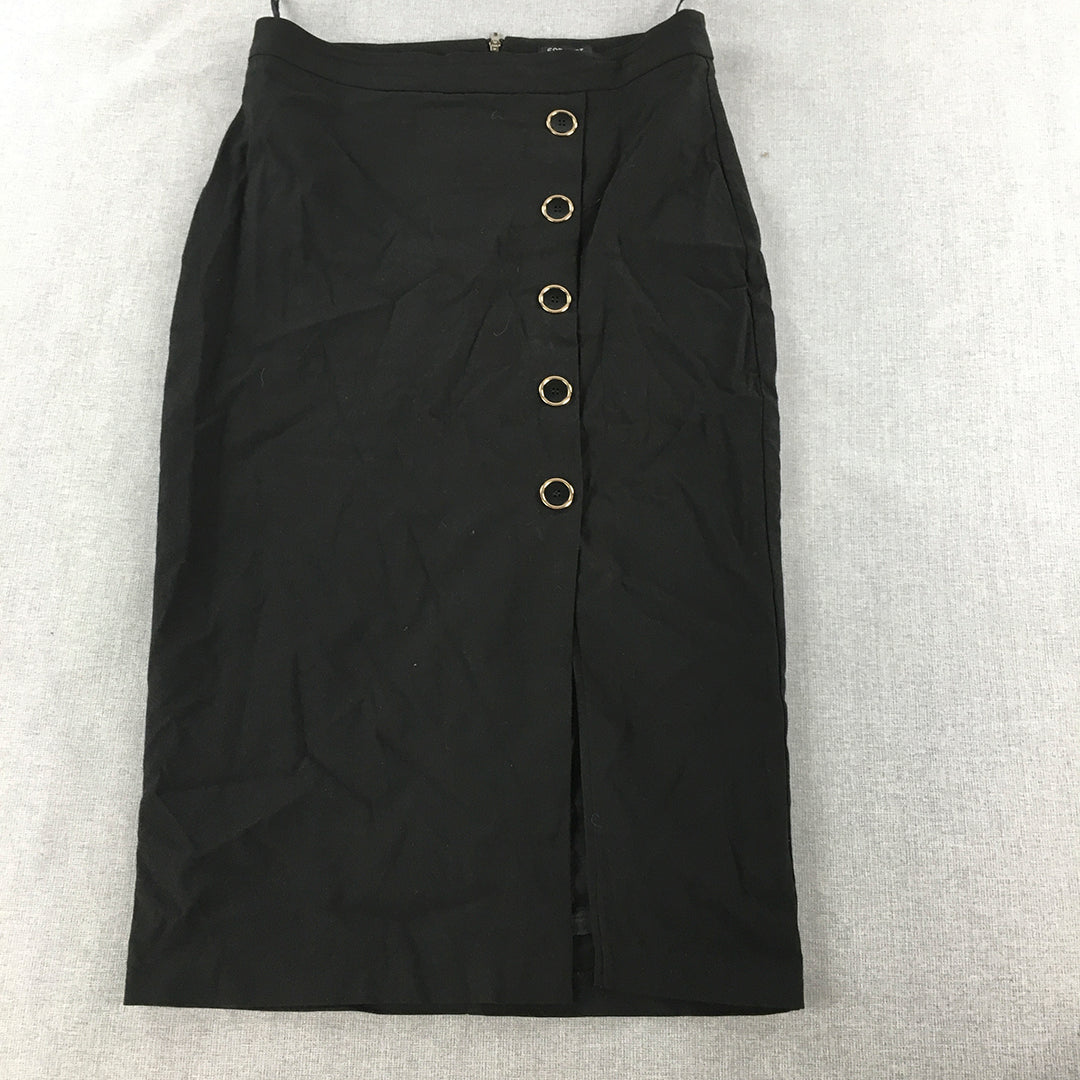 Forcast Womens Pencil Skirt Size 14 Black Rayon Zip Straight